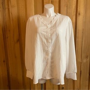 Women’s Plus Size Long Sleeve White Blouse Size 6XL